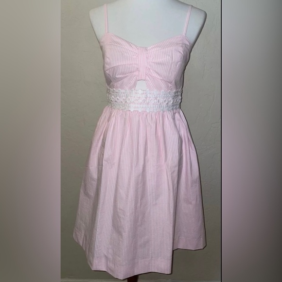 New! Lilly Pulitzer Sleeveless Seersucker Dress In Capri Coral Size 6🎀 - Picture 3 of 13